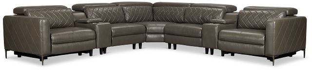 Ava Dark Gray Micro Large Dual Power Reclining Two-arm Sectional