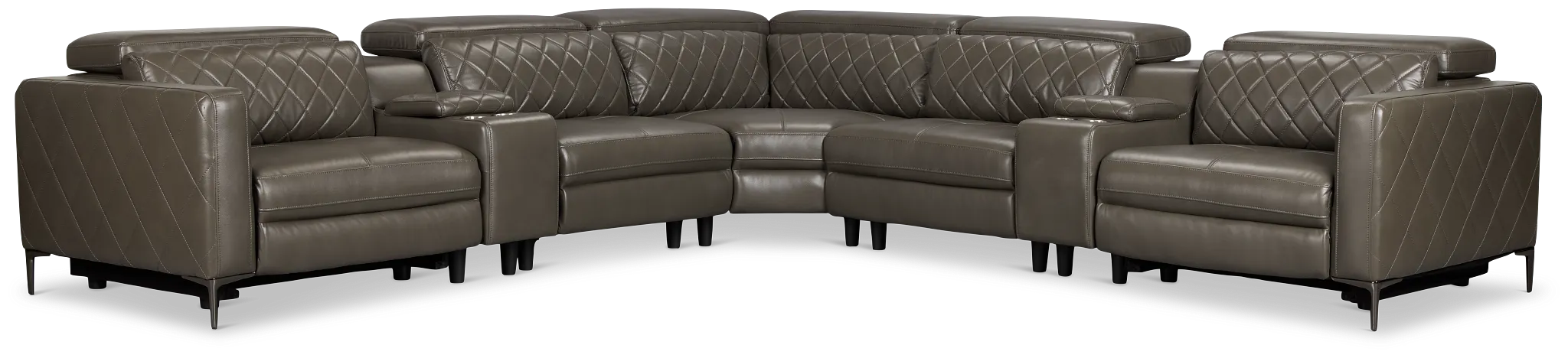 Ava Dark Gray Micro Large Dual Power Reclining Two-arm Sectional