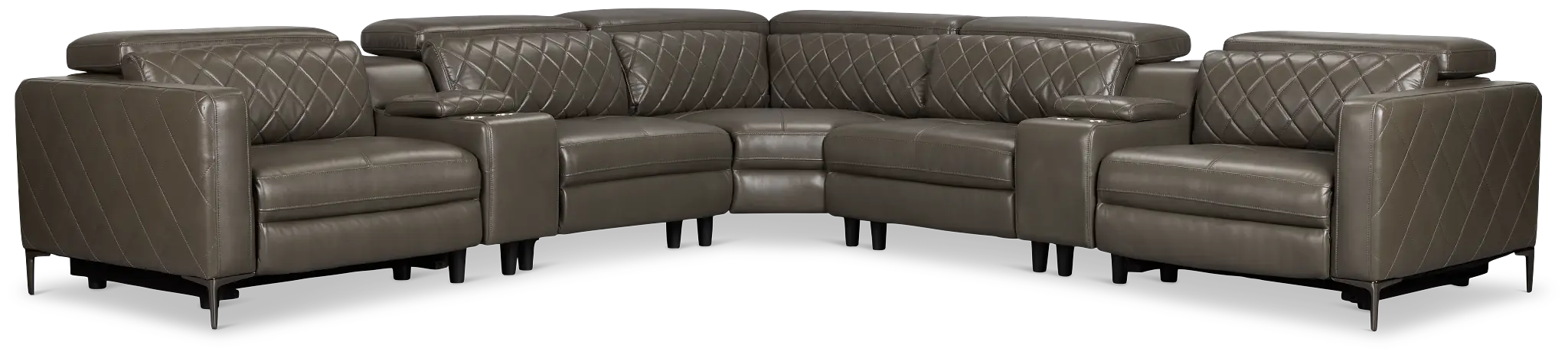 Ava Dark Gray Micro Large Dual Power Reclining Two-arm Sectional Ava Dark Gray Micro Large Dual Power Reclining Two-arm Sectional