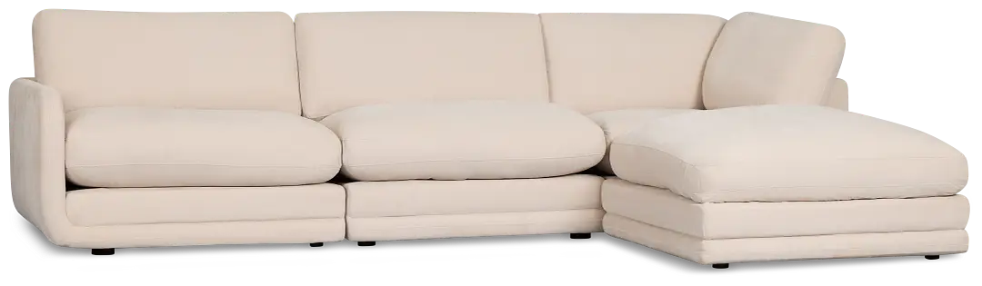 Jules Ivory Velvet 4-piece Right Facing Bumper Sectional Jules Ivory Velvet 4-piece Right Facing Bumper Sectional