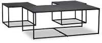Doren Black Rect Nesting Coffee Table