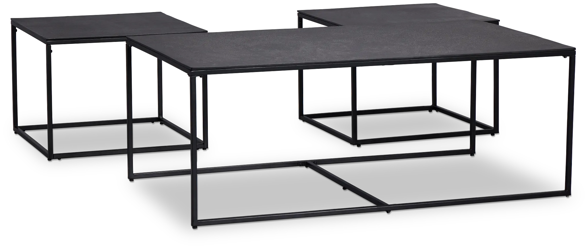 Doren Black Rect Nesting Coffee Table