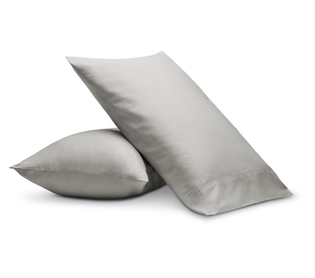 Rest & Renew Cotton Sateen Gray 300 Thread Set Of 2 Pillowcases