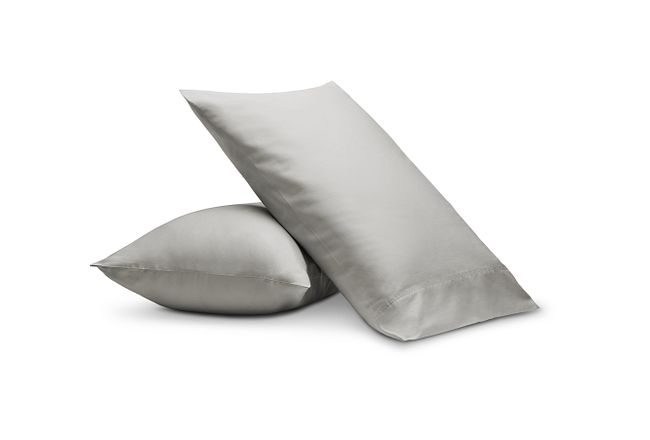 Rest & Renew Cotton Sateen Gray 300 Thread Set Of 2 Pillowcases