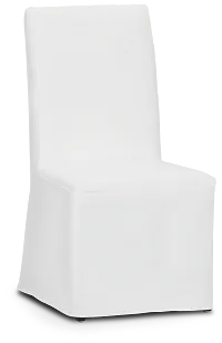 Destination White Long Slipcover Chair With Dark-tone Leg