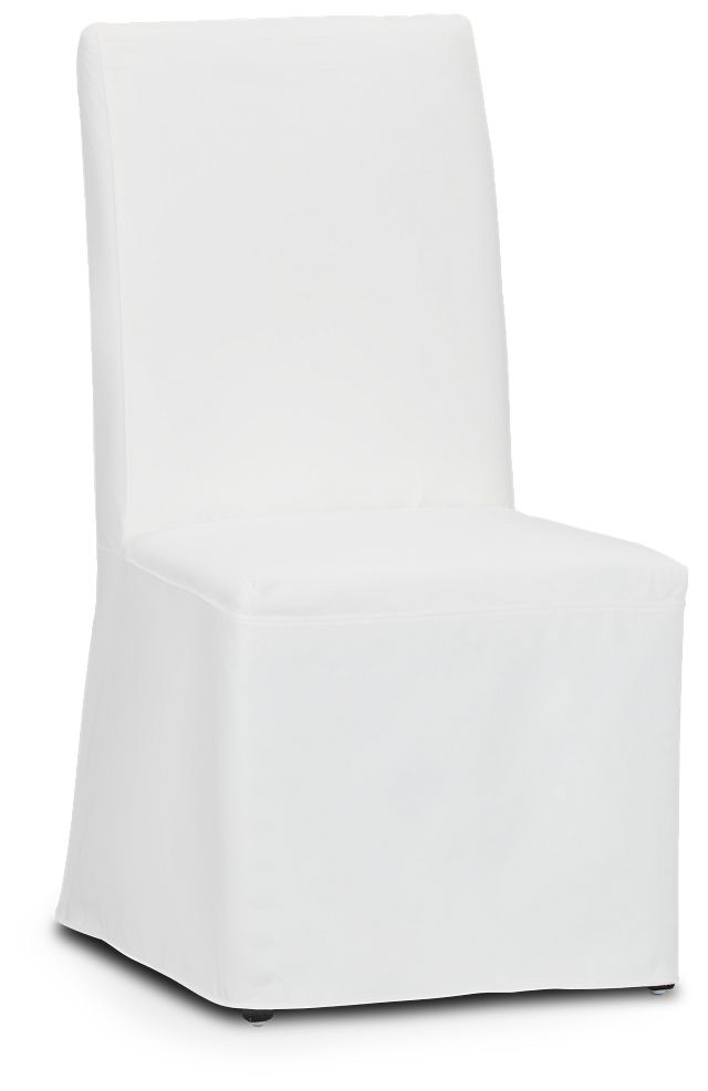 Destination White Long Slipcover Chair With Dark-tone Leg