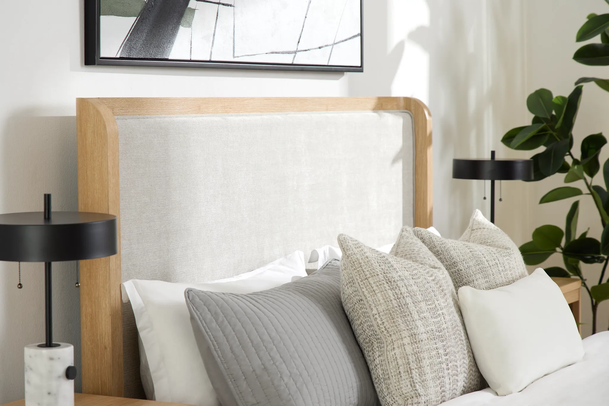 Emory Light Tone Upholstered Platform Bed