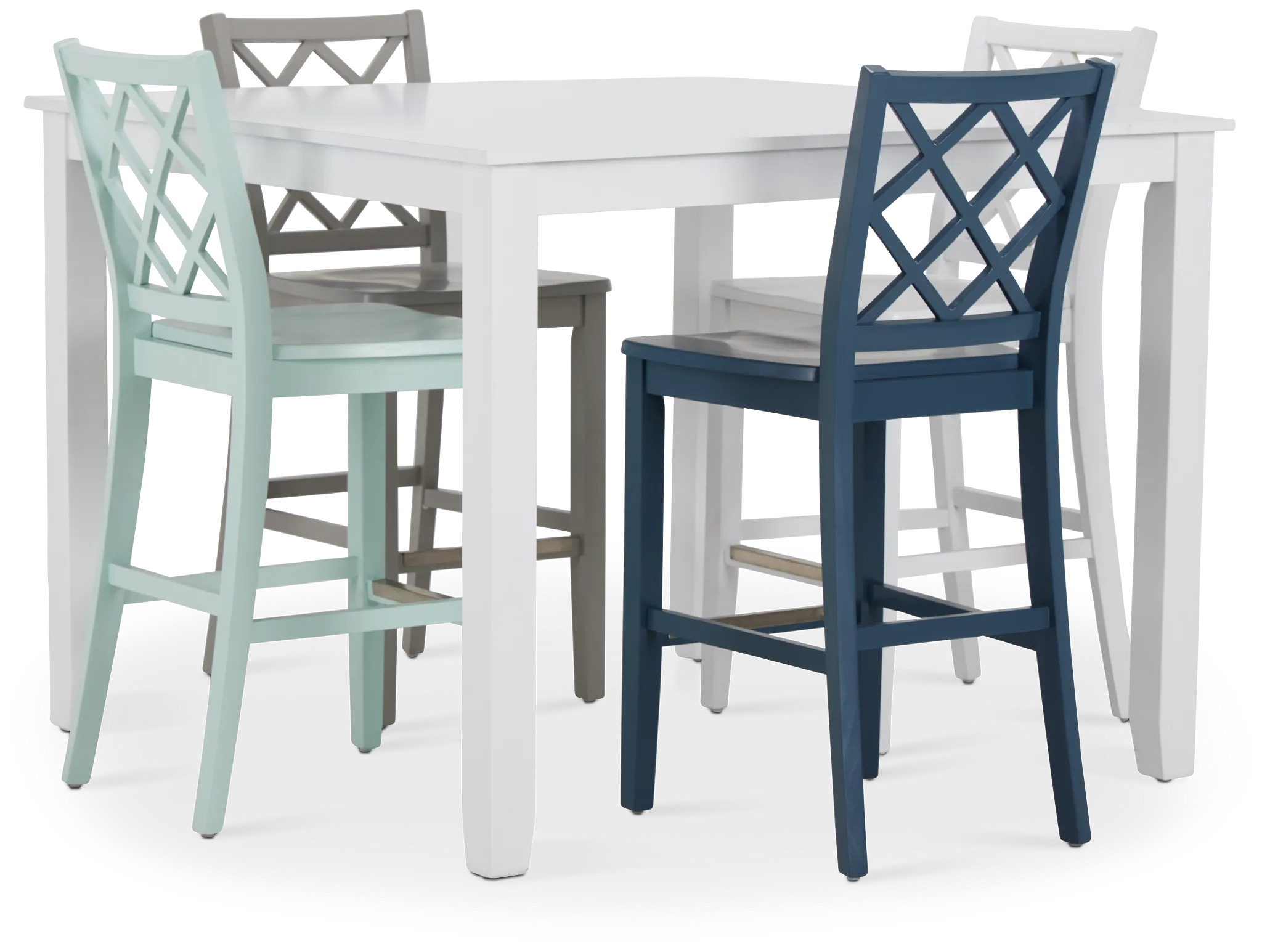 Edgartown White Square High Table & Mixed Barstools