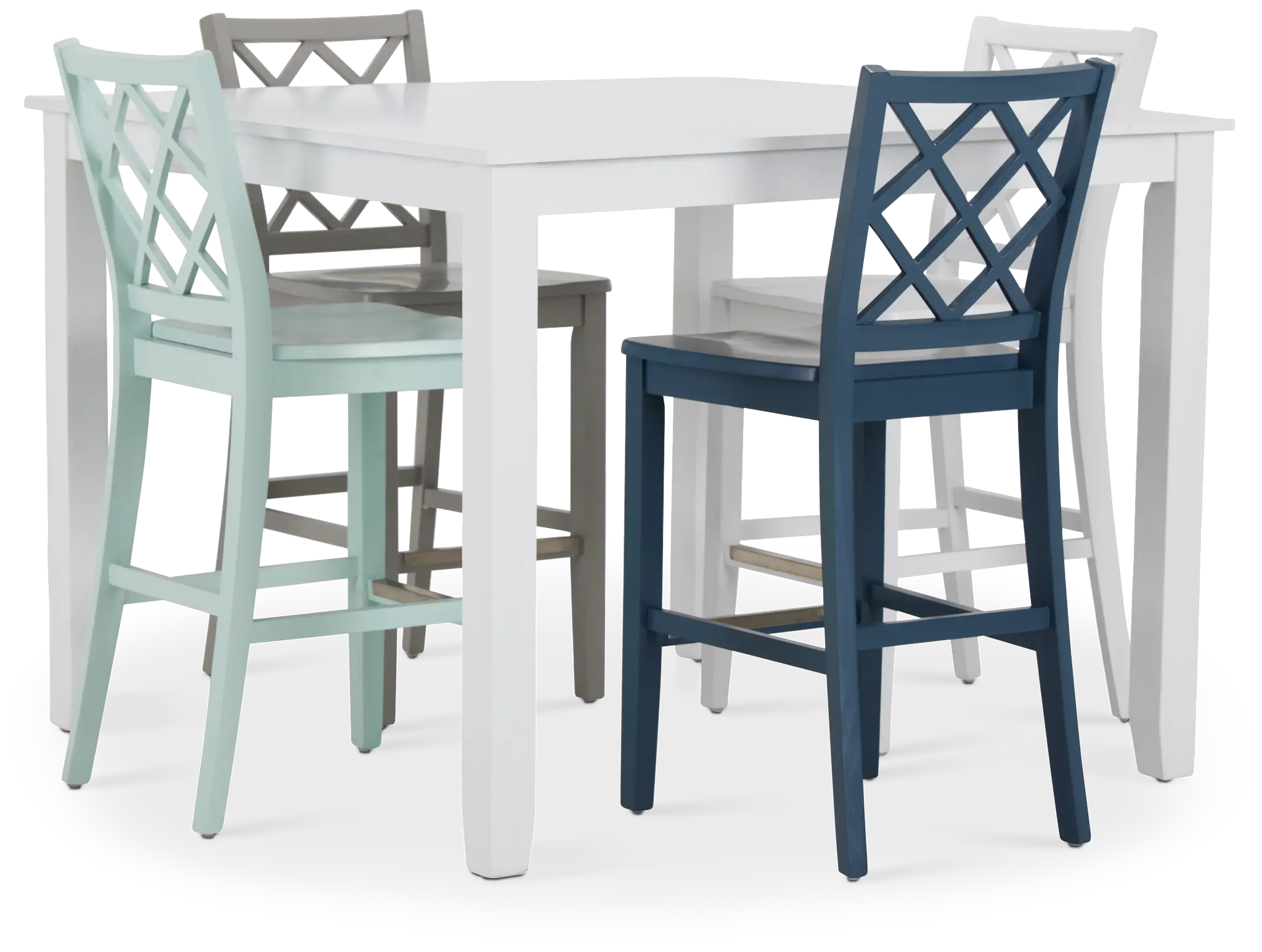 Edgartown White Square High Table & Mixed Barstools Edgartown White Square High Table & Mixed Barstools