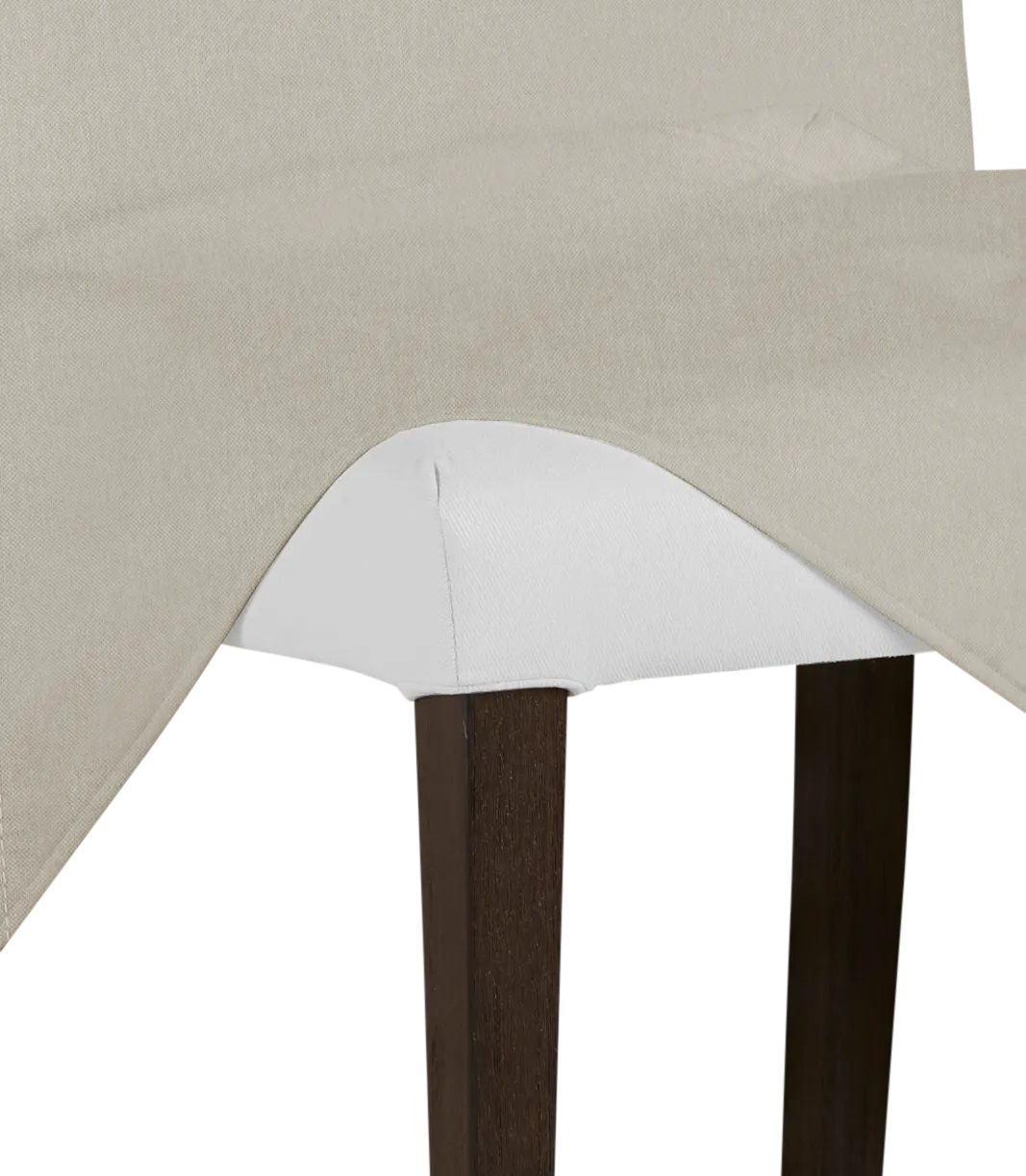 Harbor Light Beige Long Slipcover Chair With Medium-tone Leg