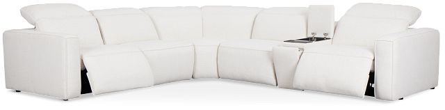 Ryland White Fabric Medium Dual Power 2-arm Reclining Sectional