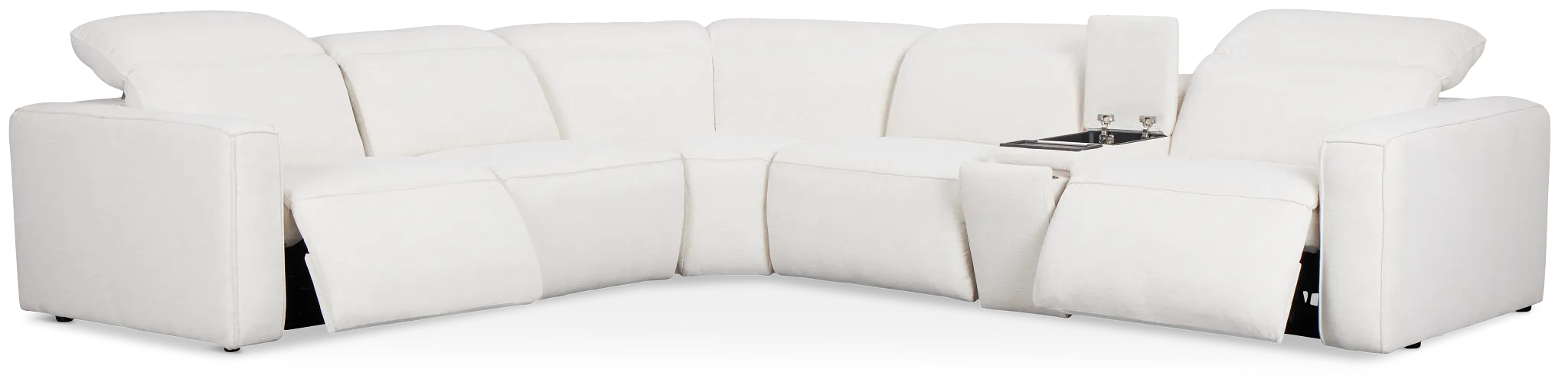 Ryland White Fabric Medium Dual Power 2-arm Reclining Sectional