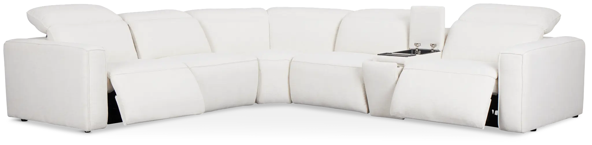 Ryland White Fabric Medium Dual Power 2-arm Reclining Sectional Ryland White Fabric Medium Dual Power 2-arm Reclining Sectional