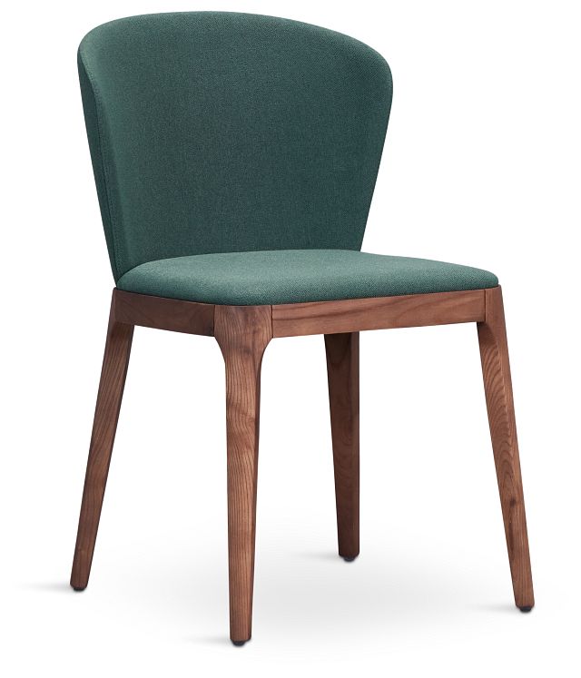 Nomad Dark Green Upholstered Side Chair With Mid Tone Legs