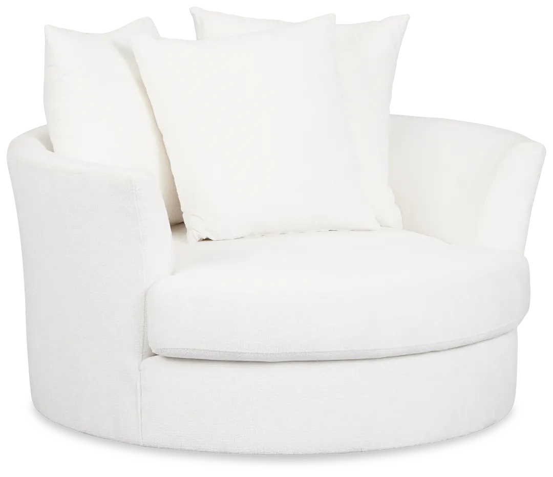 Everly White Fabric Swivel Chair