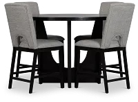 Oxford Black High Table & 4 Upholstered Barstools
