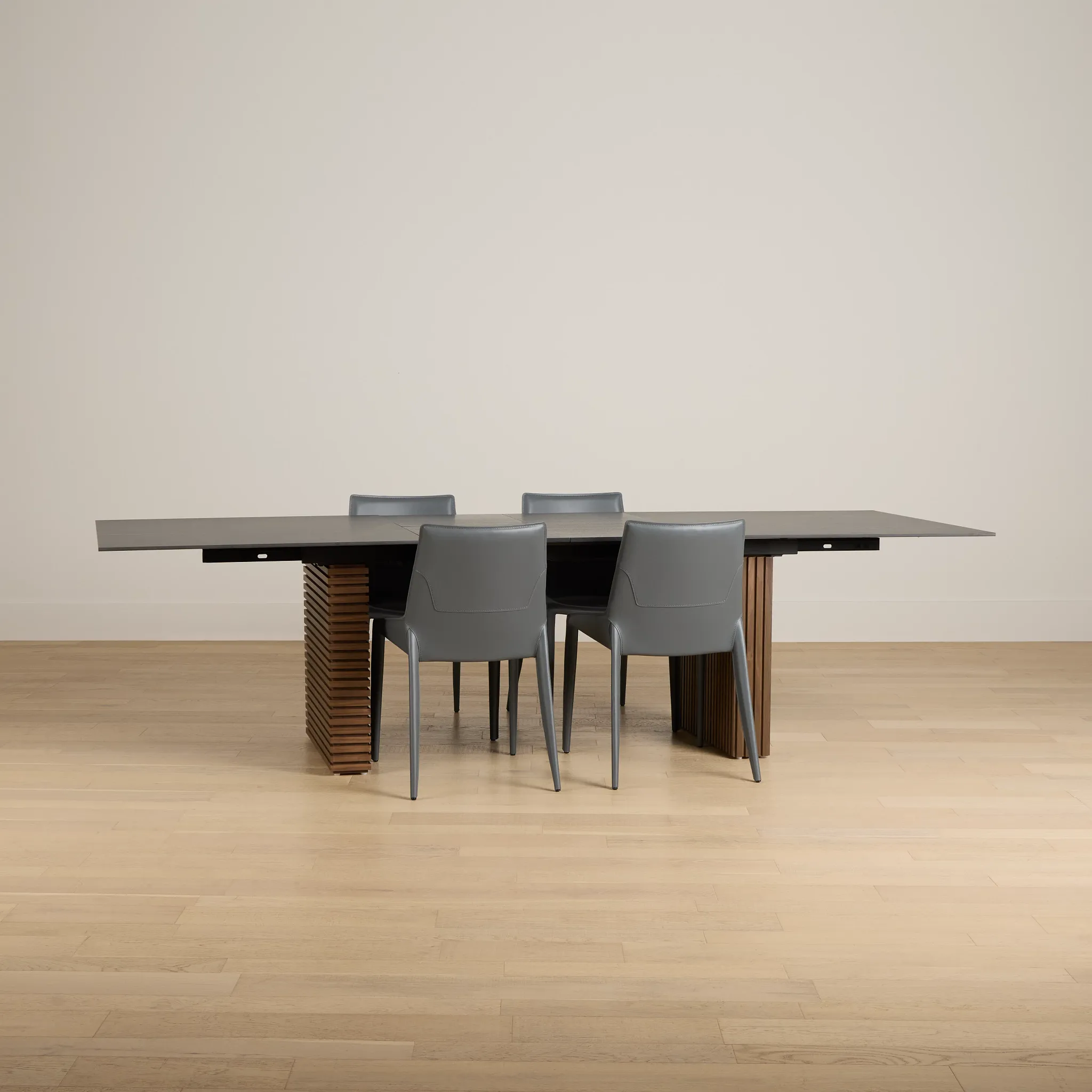 Wayne Two-tone Rect Table With 4 Gray Upholstered Side Chairs