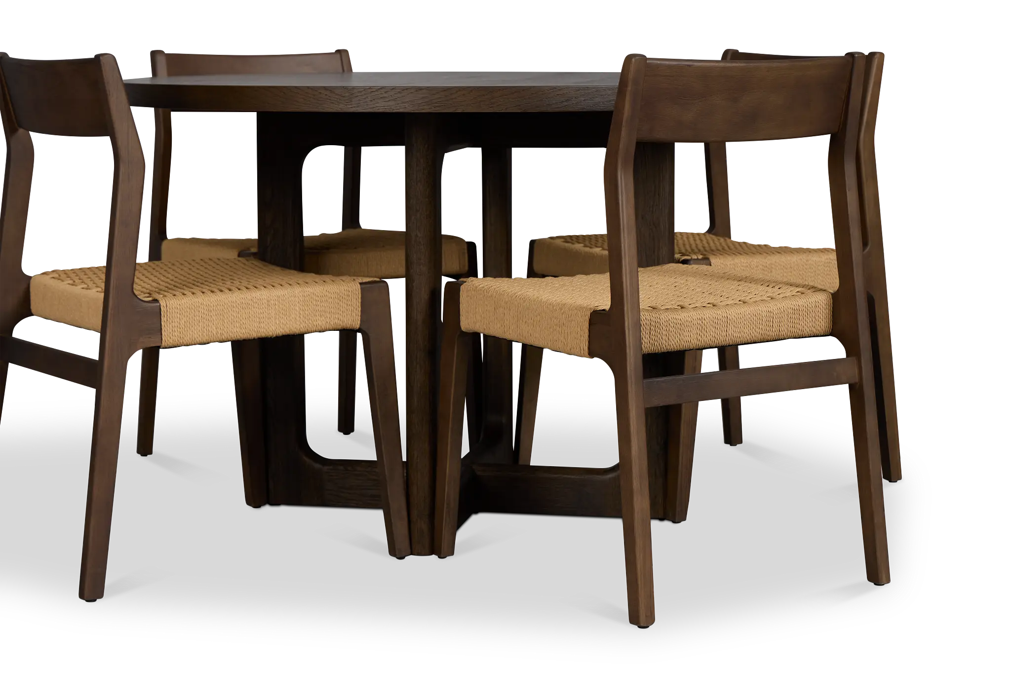 Santorini Dark Tone Round Table & 4 Woven Chairs Santorini Dark Tone Round Table & 4 Woven Chairs