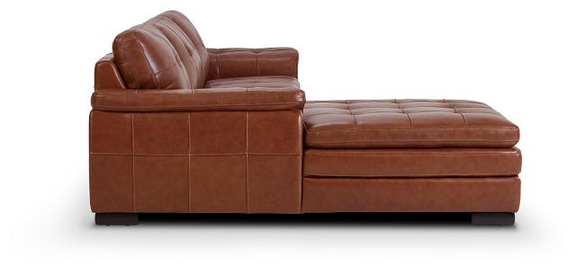 Braden Medium Brown Leather Small Left Chaise Sectional
