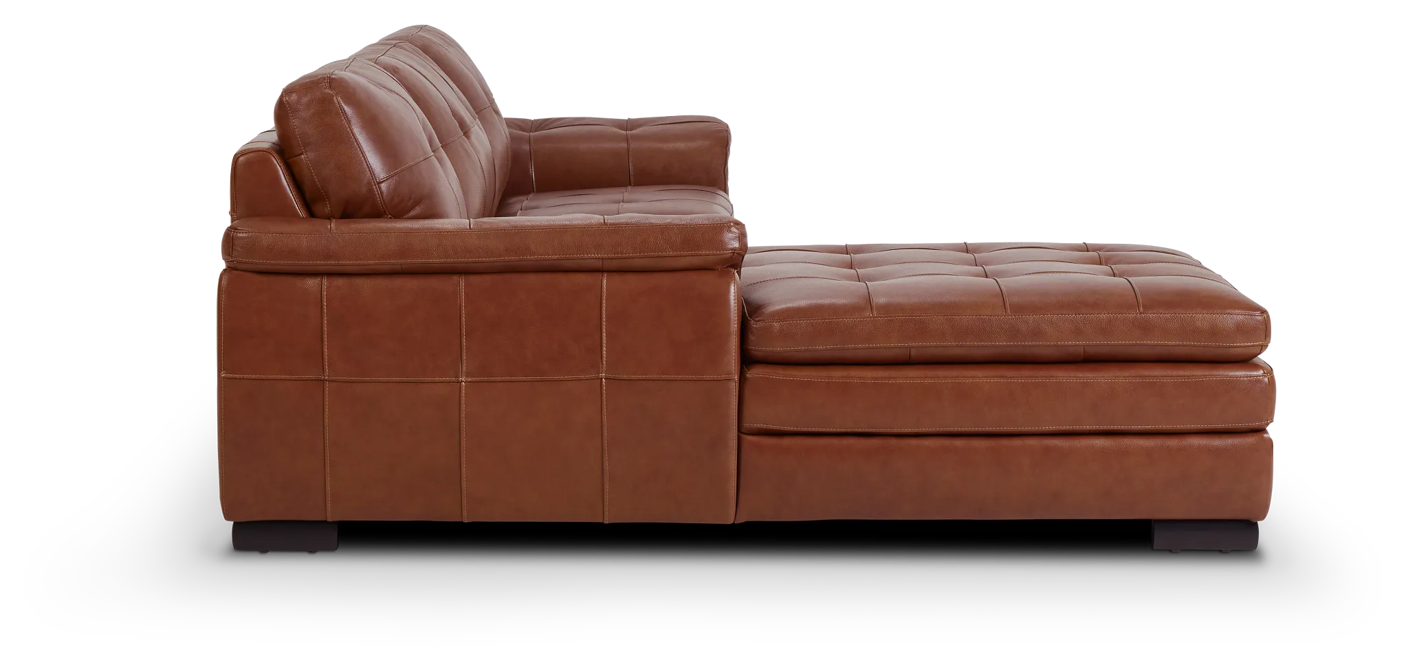 Braden Medium Brown Leather Small Left Chaise Sectional