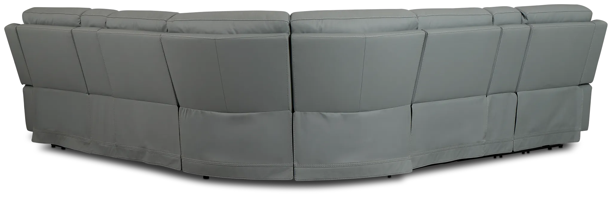 Flexsteel Sterling Blue Lthr/vinyl Large Triple Power Reclining Two-arm Sectional