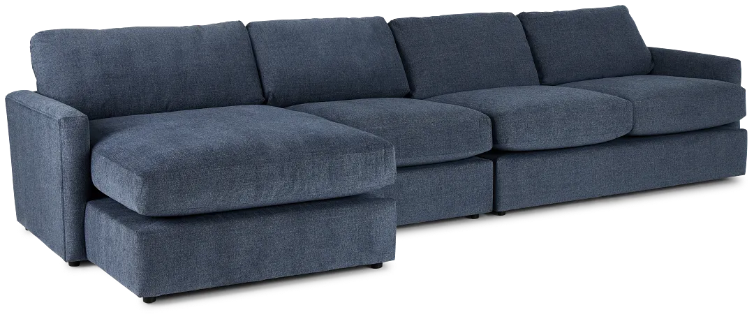 Noah Blue Fabric Small Left Chaise Sectional