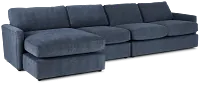 Noah Blue Fabric Small Left Chaise Sectional