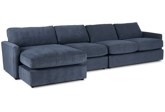 Noah Blue Fabric Small Left Chaise Sectional