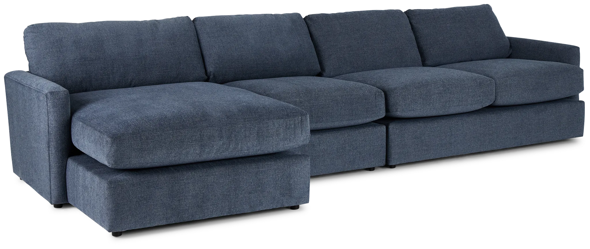 Noah Blue Fabric Small Left Chaise Sectional