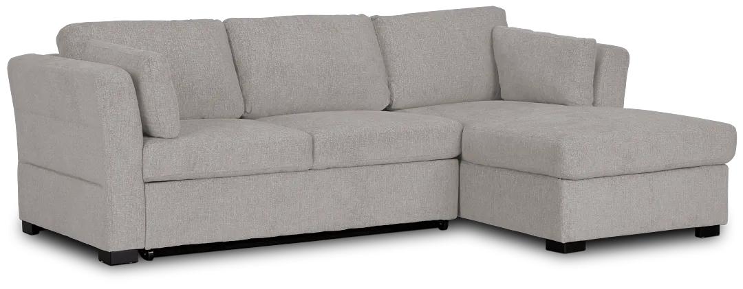 Amber Light Gray Fabric Small Right Chaise Storage Sleeper Sectional
