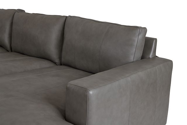 Dawkins Gray Leather Medium Right Chaise Sectional