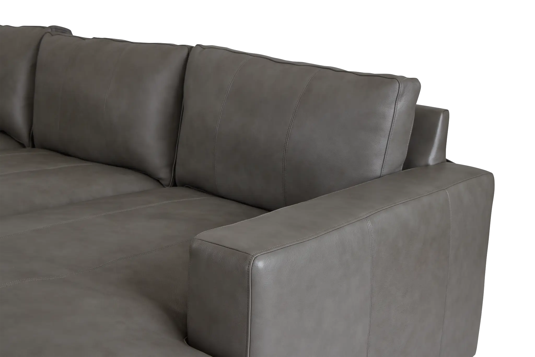 Dawkins Gray Leather Medium Right Chaise Sectional Dawkins Gray Leather Medium Right Chaise Sectional