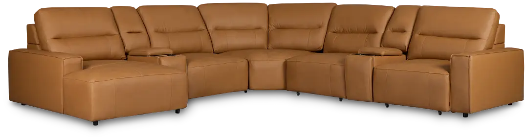 Rudy Brown Lthr/vinyl Large Dual Power Left Extension Chaise Sectional Rudy Brown Lthr/vinyl Large Dual Power Left Extension Chaise Sectional