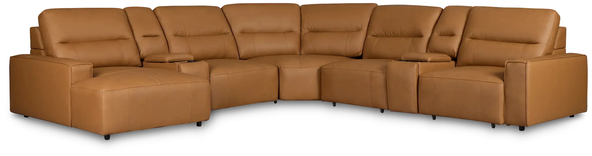 Rudy Brown Lthr/vinyl Large Dual Power Left Exentsion Chaise Sectional Rudy Brown Lthr/vinyl Large Dual Power Left Exentsion Chaise Sectional