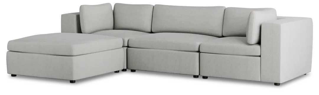 Destin Sutton Gray Fabric 4-piece Bumper Sectional