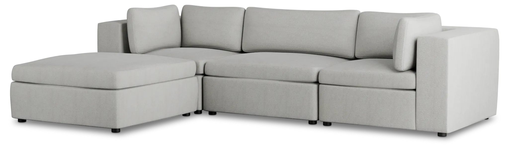 Destin Sutton Gray Fabric 4-piece Bumper Sectional