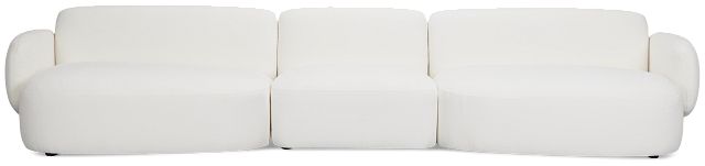 Halsey White Fabric Dual Cuddler Sectional