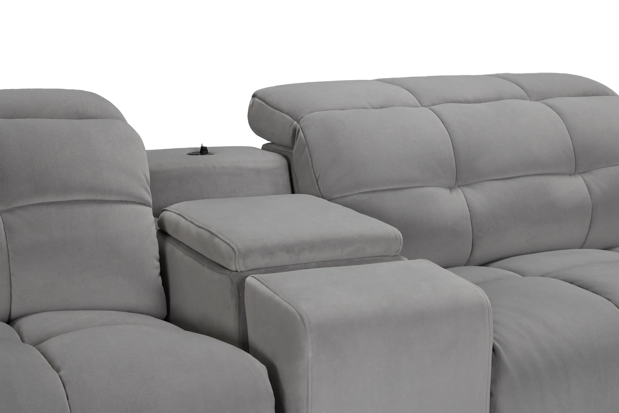 Gemma Light Gray Velvet Medium Triple Power Right Chaise Sectional