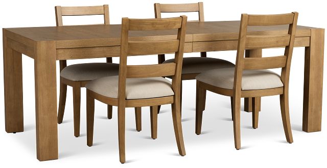 Tahoe Light Tone Rect Table & 4 Slat Chairs