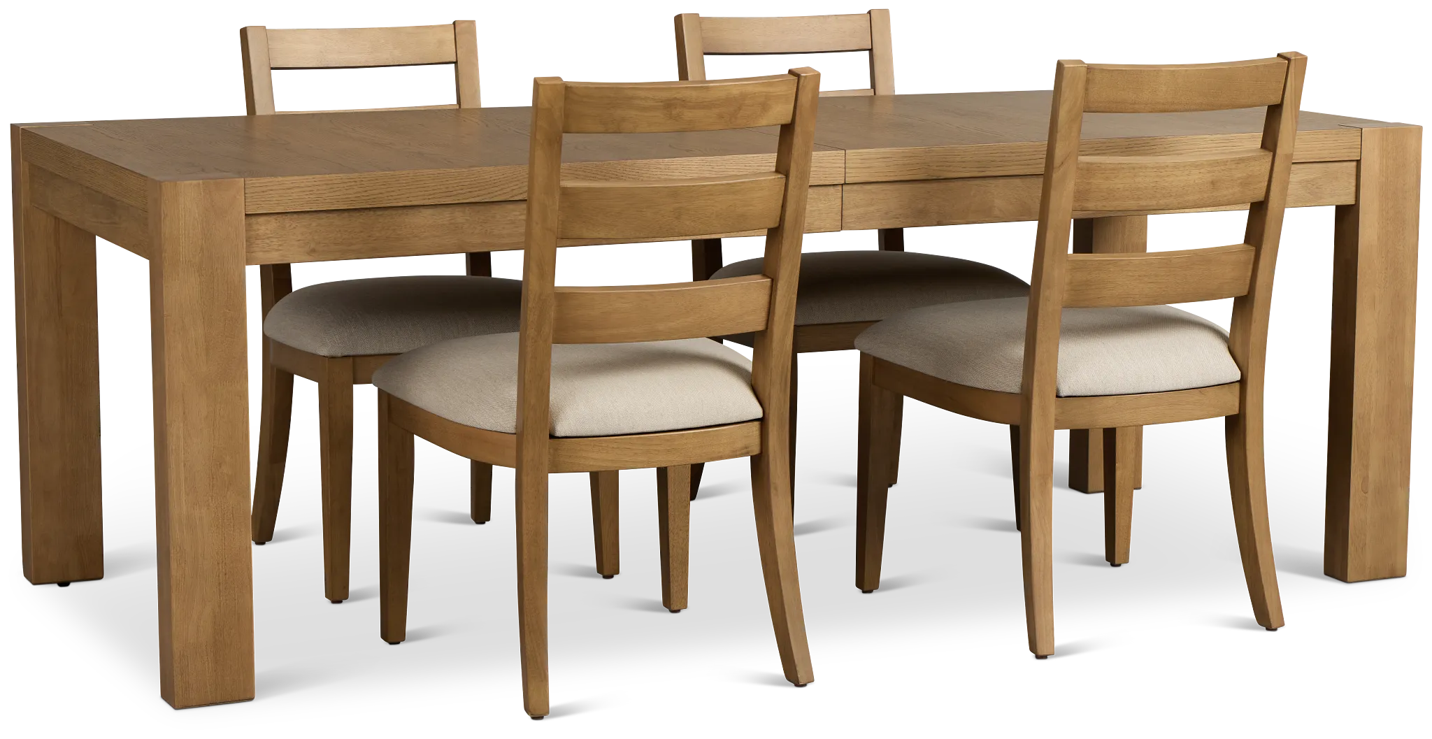 Tahoe Light Tone Rect Table & 4 Slat Chairs