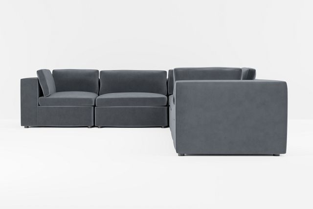 Destin Joya Gray Velvet 6-piece Modular Sectional