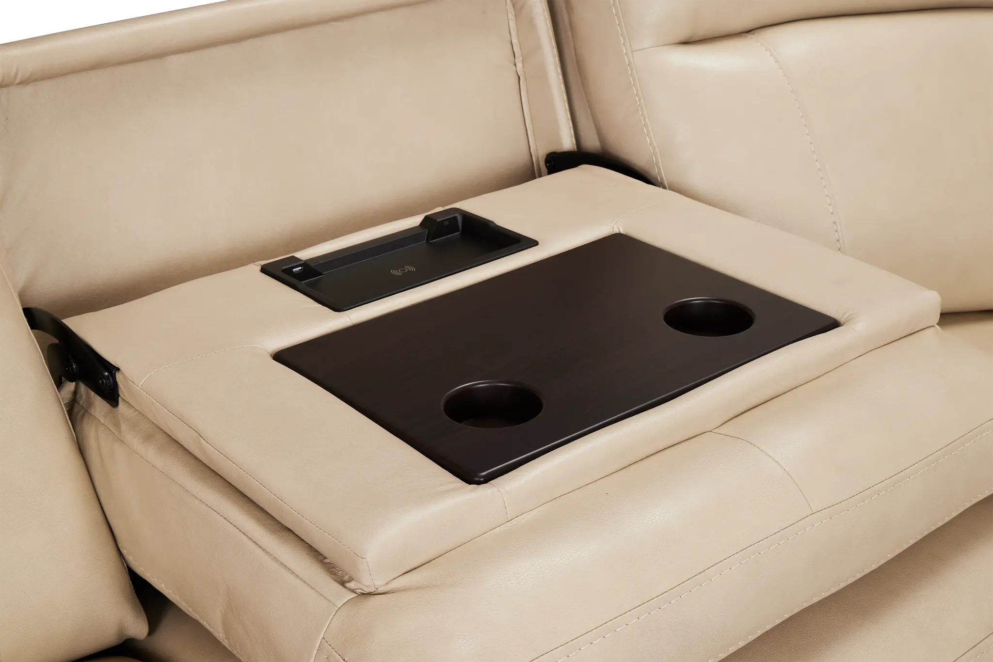 Benji Light Beige Lthr/vinyl Large Triple Power Reclining Two-arm Sectional Benji Light Beige Lthr/vinyl Large Triple Power Reclining Two-arm Sectional