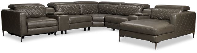 Ava Dark Gray Micro Large Dual Power Right Chaise Sectional