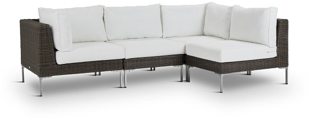 Tulum White Woven 4-piece Modular Sectional