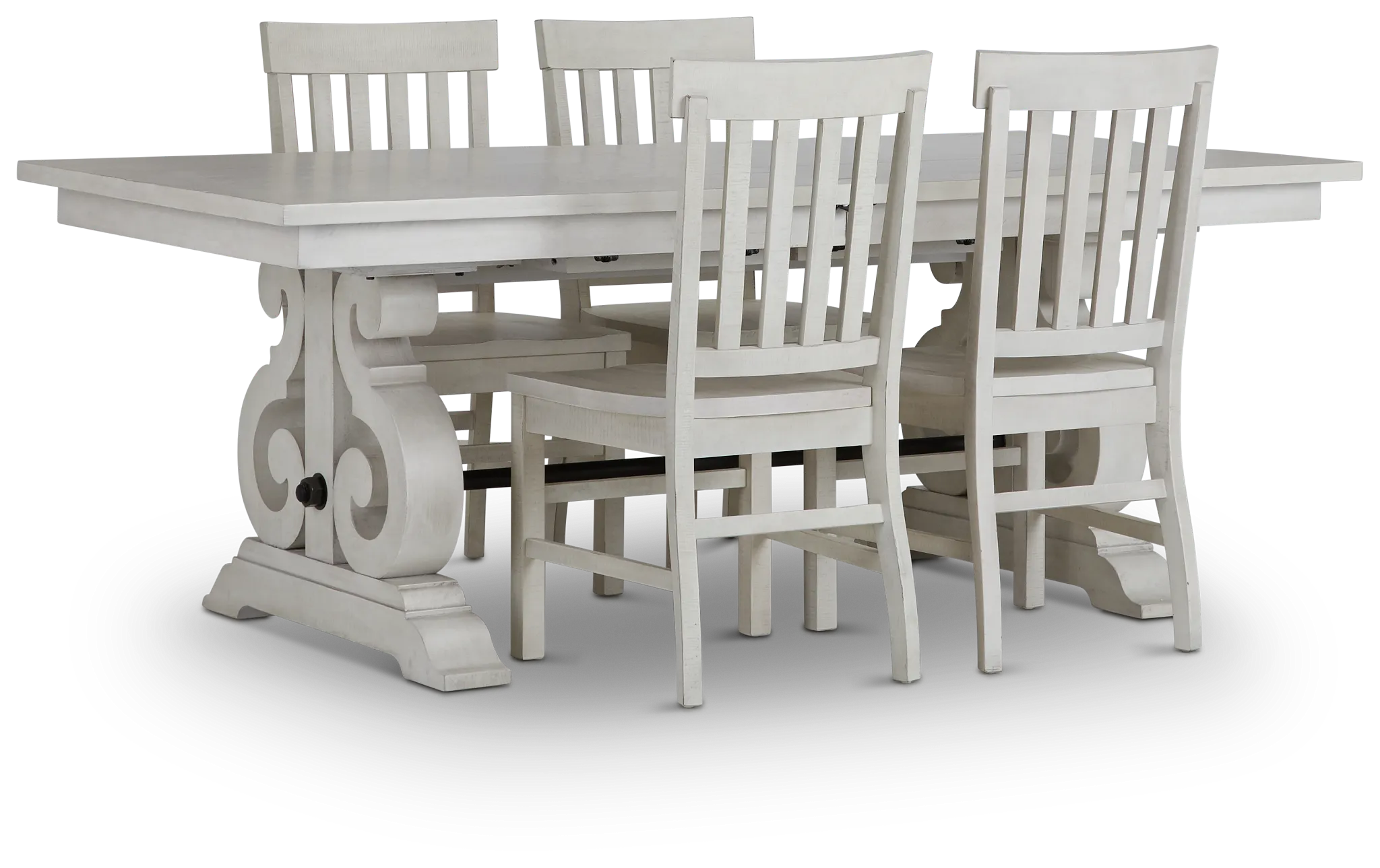 Sonoma Ivory Trestle Table & 4 Wood Chairs