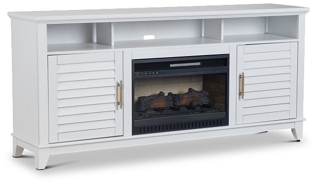 Cape May White 72" Tv Stand With Fireplace Insert