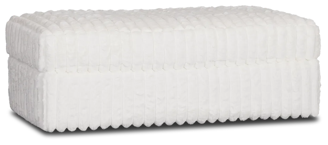 Teddy White Fabric Ottoman