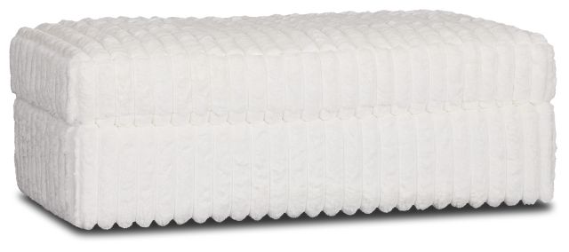 Teddy White Fabric Ottoman