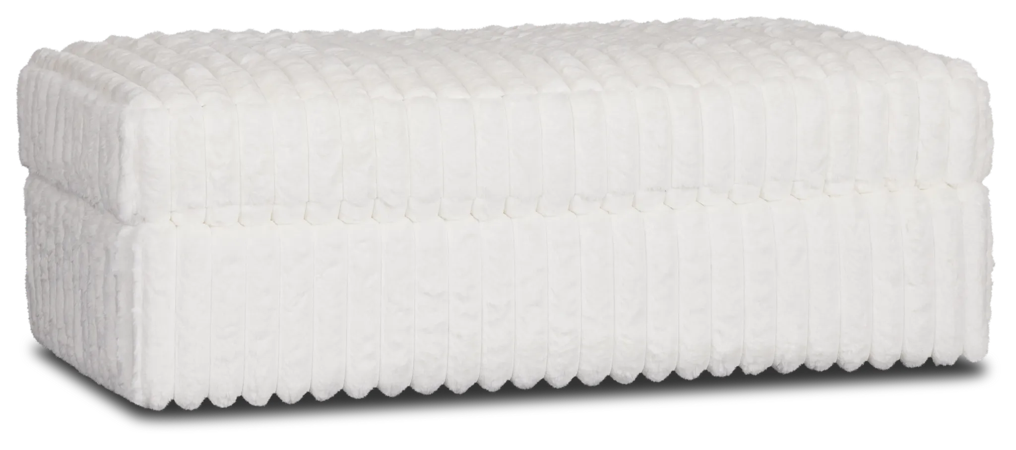 Teddy White Fabric Ottoman