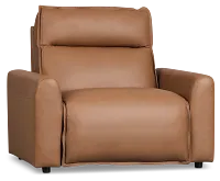 Edison Medium Brown Lthr/vinyl Power Recliner With Power Headrest